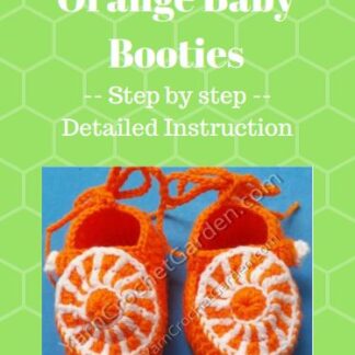 Book face Crochet Baby Booties Orange