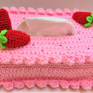 crochet Pink Strawberry Birthday Cake Tissue Box Cover holder