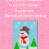 PDF cover page for C2C snowman crochet baby blanket pattern with corner to corner step by step detailed instructions from YarnCrochetGarden.com