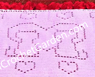 Curtain Crochet pattern blanket Cat Heart
