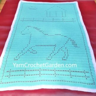 Crochet Pattern Blanket Horse Lovers Scene Adults Teenagers Kids Boys Girls Blanket Filet Afghan Easy For Beginner
