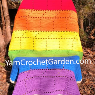 Crochet Rainbow Blanket Pattern 3D Scene View Cubic Blanket 3 Sizes Easy For Beginner Fit Baby Kids Adults Filet