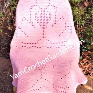 Valentine's Blanket Crochet Pattern Geese Heart Valentine's Day Filet Girl Blanket Beginner Easy Fit Baby Kids Adult Blanket