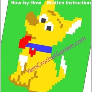 Mini C2C Dog Crochet Blanket Pattern Puppy Graph & Row-by-Row Written Instruction Animal Crochet Boy Girl Adults Corner to Corner Blanke