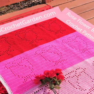 Crochet Pattern Blanket, Valentine's, Flower, Rose, Blanket Filet Crochet blanket, More Sizes Fit Baby Kids Adults, Easy Blanket Pattern