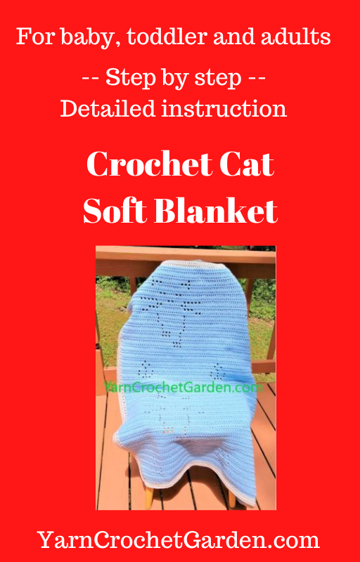 PDF cover for the filet crochet cat blanket pattern – easy beginner, baby to adult sizes