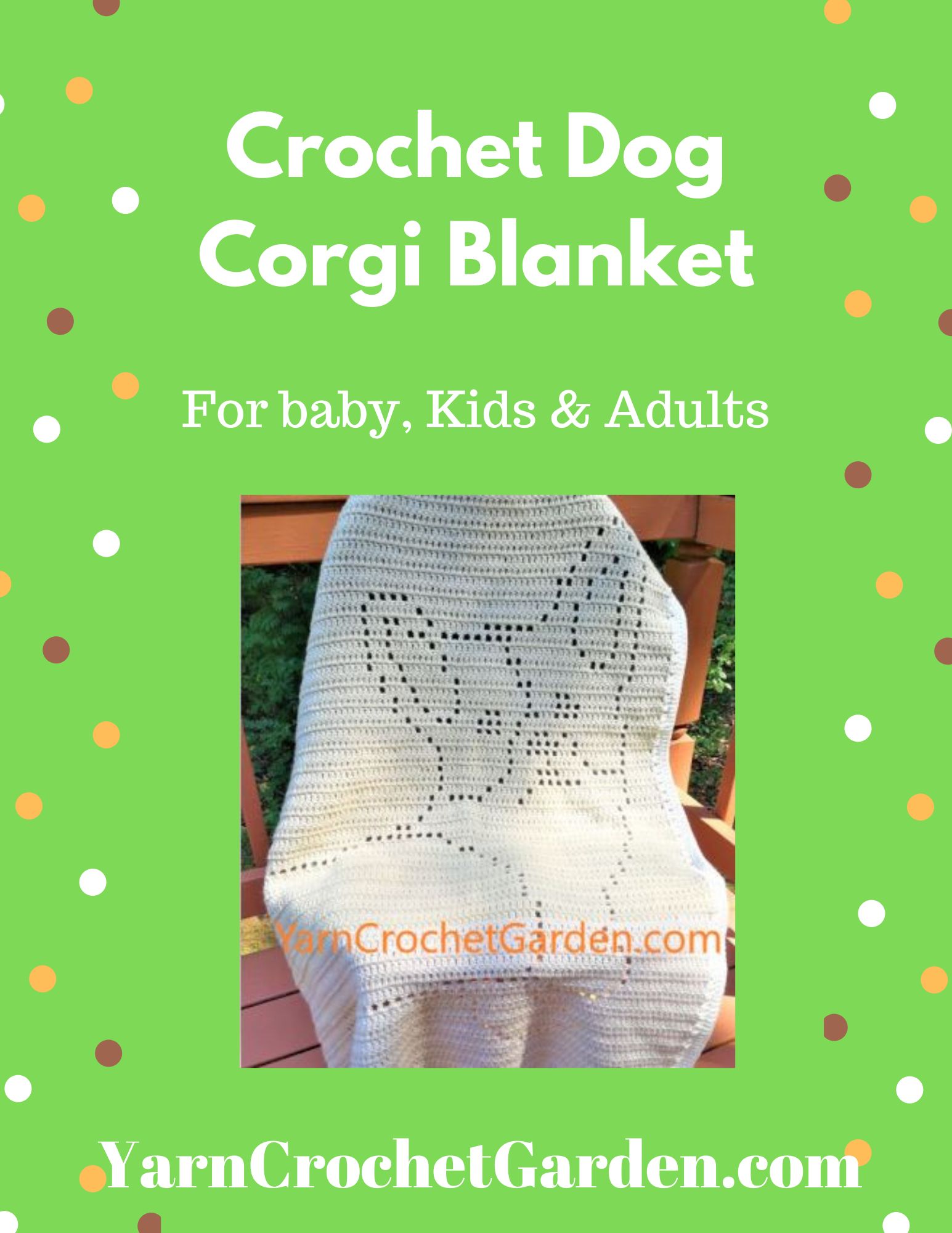 PDF cover of corgi dog filet crochet blanket pattern digital download instant