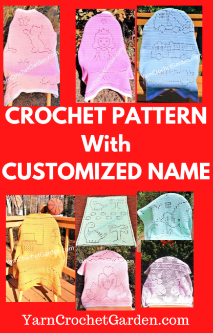 Crochet pattern blanket with customized name