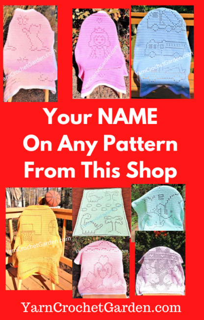 Crochet pattern blanket with customized name