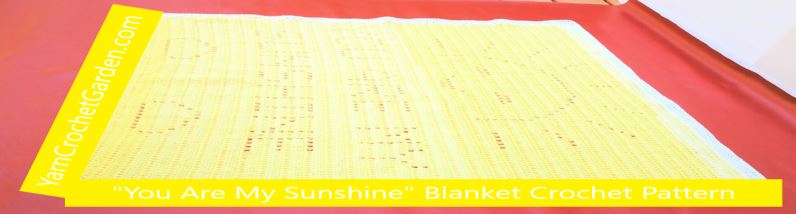 Close-up row detail of You Are My Sunshine filet crochet blanket stitches