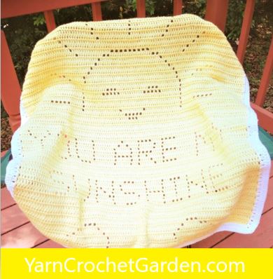 Filet crochet graph chart for You Are My Sunshine baby blanket pattern