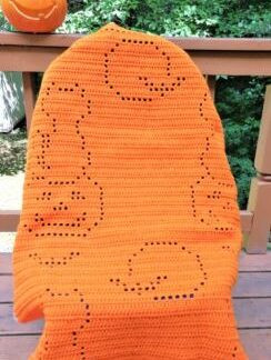 Cat Halloween Fall Pumpkin Bat Filet Adults Girl Boy Blanket Afghan Pattern