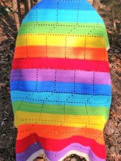 Crochet Rainbow Blanket Pattern Square Blanket 3 Sizes Easy For Beginner Fit Baby Kids Adults Filet