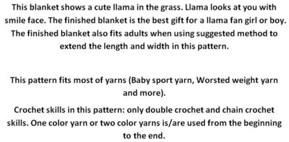 Llama Alpaca Blanket Baby Crochet Pattern Nursery Blanket Crochet Blanket Baby Afghan Crochet Blanket Gifts Girl Boy Blanket Sizes For Adult