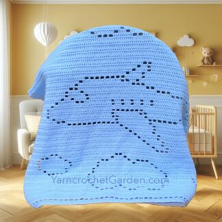 Filet Crochet Pattern Blanket Airplane I Baby Kids Adults Boys Girl Blanket