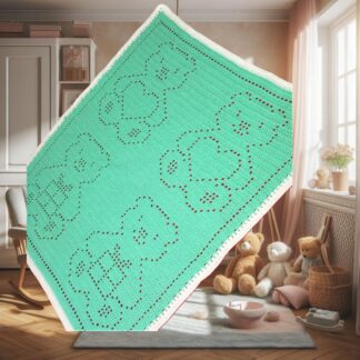 Bear Crochet Pattern Blanket Teddy Heart Gift Box Filet Baby Boy Girl Toddler Kids Nap Blanket Pattern Baby Shower Christmas Birthday