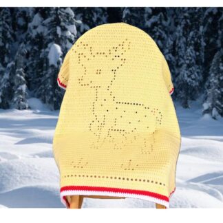 Christmas Deer Blanket Crochet Pattern Holiday Baby Boy Girl Blanket Toddlers Kids Adults Blanket Gift