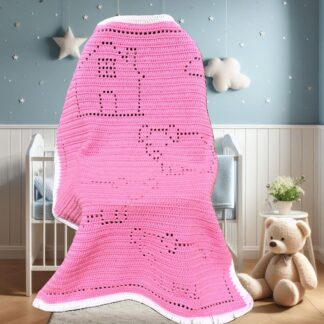 Girl Pig Blanket Crochet Pattern Farm Animals 3 Piglets Baby Toddler Kid Blanket Pattern