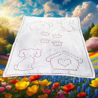 Crochet Patterns Blanket Dog Puppy House Paw Print Filet Adult Kids Toddler Boy Girl Nap Blanket Pattern