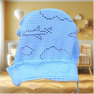 Filet Crochet Pattern Blanket Airplane I Baby Kids Adults Boys Girl Blanket