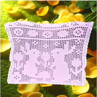 Easter bunny crochet blanket pattern with flower filet graph – beginner PDF digital download
