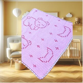 Sleeping bear crochet baby blanket pattern — easy filet crochet for beginners, perfect baby shower gift for boy or girl