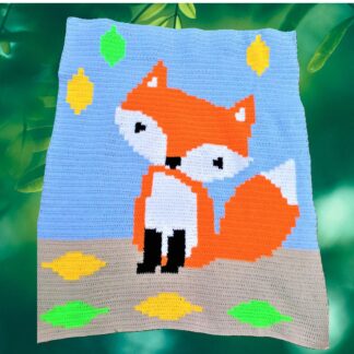 Crochet Baby Blanket Pattern Fox Afghan Throw Filet Boy Girl Adult Baby Toddler Kids Nap Blanket Pattern