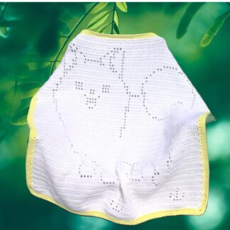 Pomeranian puppy filet crochet blanket pattern – beginner-friendly PDF with graph and row-by-row instructions, baby to adult sizes