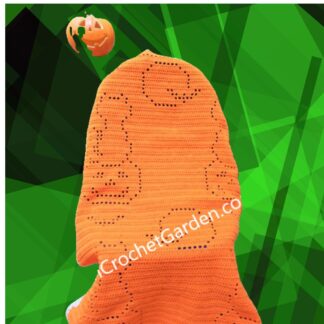 Crochet pumpkin blanket Halloween pattern cat fall color