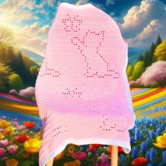 Easy beginner crochet blanket pattern featuring a cat themed crochet blanket with butterfly crochet motifs.