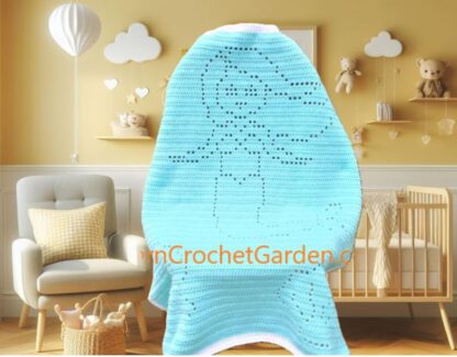 Cozy crochet mermaid blanket with shell and pearl design, featuring a free teddy bear blanket pattern, ideal for kids and adults.