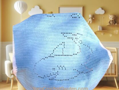 Cozy crochet shark blanket with fish, ideal for babies and adults
