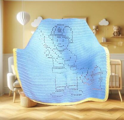 Firefighter crochet baby blanket pattern with helmet and hoses, ideal for nursery decor crochet blanket, beginner-friendly.