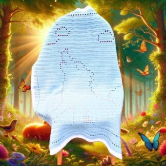 Howling wolf crochet blanket pattern, beginner-friendly filet crochet design for babies, kids, and adults, made with worsted weight yarn.