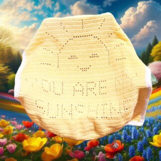 Soft You Are My Sunshine crochet baby blanket with sun and clouds