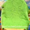 Finished frog themed filet crochet baby blanket, handmade beginner crochet project